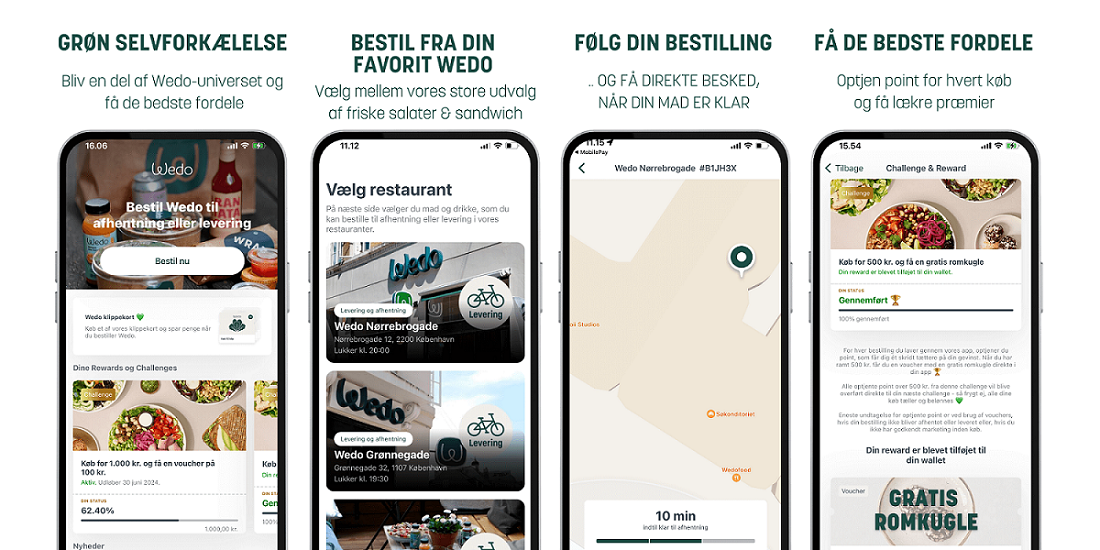 Bestil salater i Wedos app, følg din bestil og opnå fordele